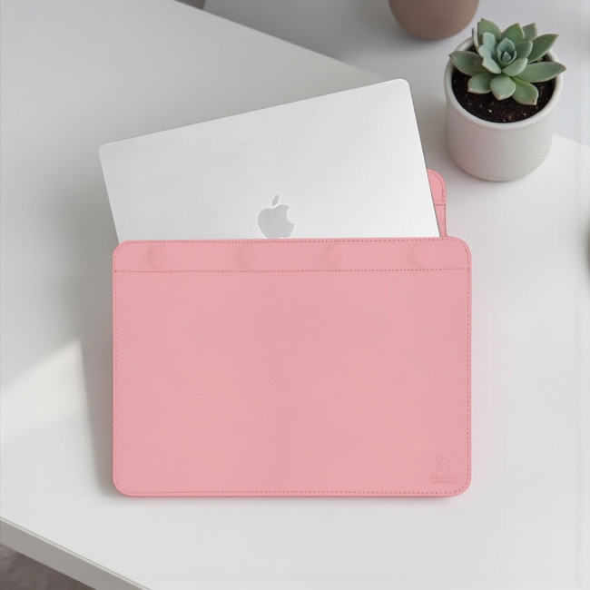 Шкіряний чохол на магнітах для MacBook (кайзер) Рожевий