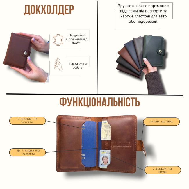 Докхолдер портмоне для документів (крейзі) Хакі