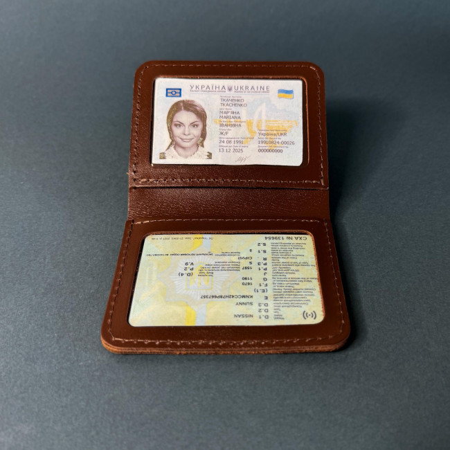 Автопортмоне на 4 вік без заст (кайзер) Коньячний