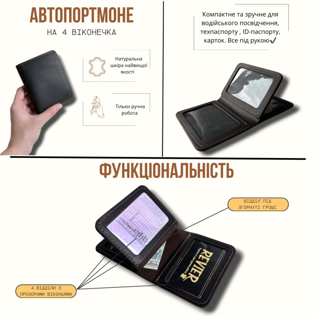 Автопортмоне на 4 вік без заст (кайзер) Чорний