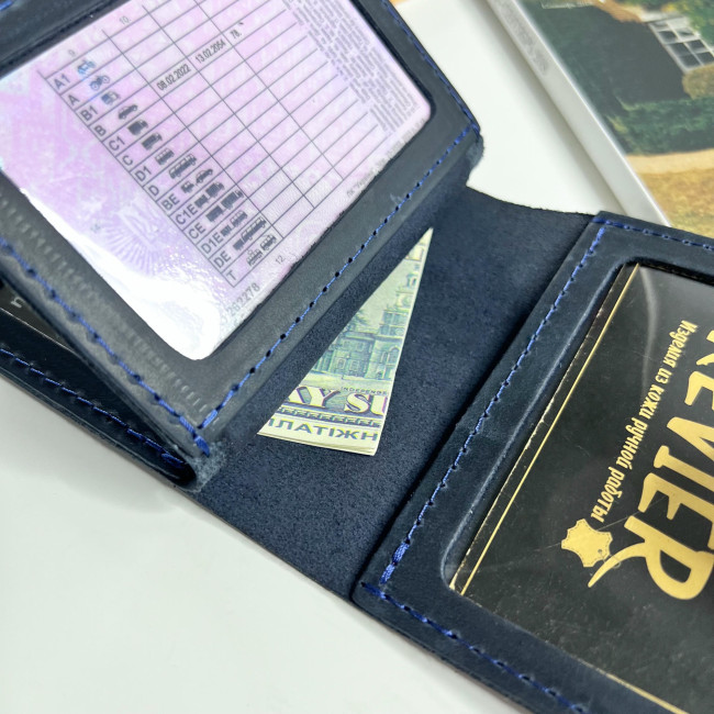 Автопортмоне на 4 вік із заст (крейзі) Синій