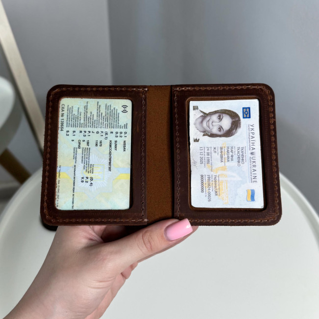 Автопортмоне на 2 вік. (крейзі) Коньячний