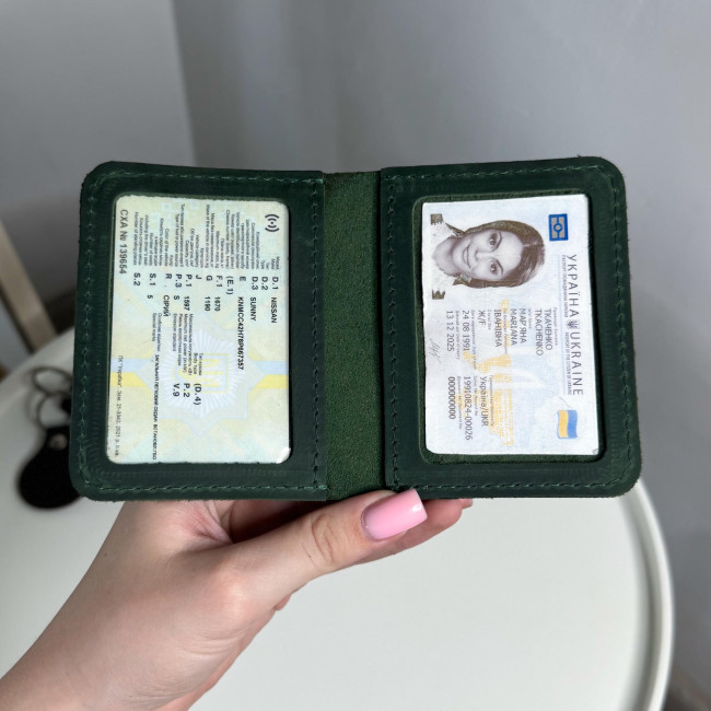 Автопортмоне на 2 вік. (крейзі) Хакі