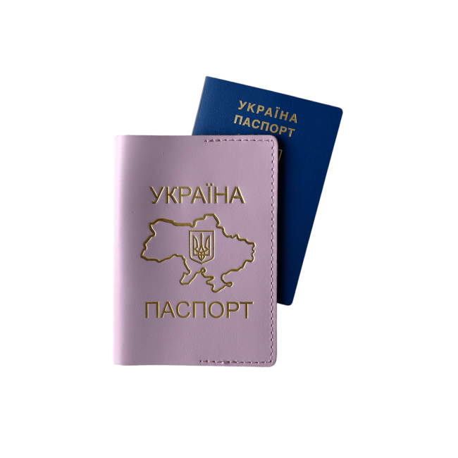 Обкладинка на паспорт (кайзер) Бузковий із золотим тисненням стандарт
