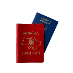 Обкладинка на паспорт (кайзер) Червоний із золотим тисненням стандарт