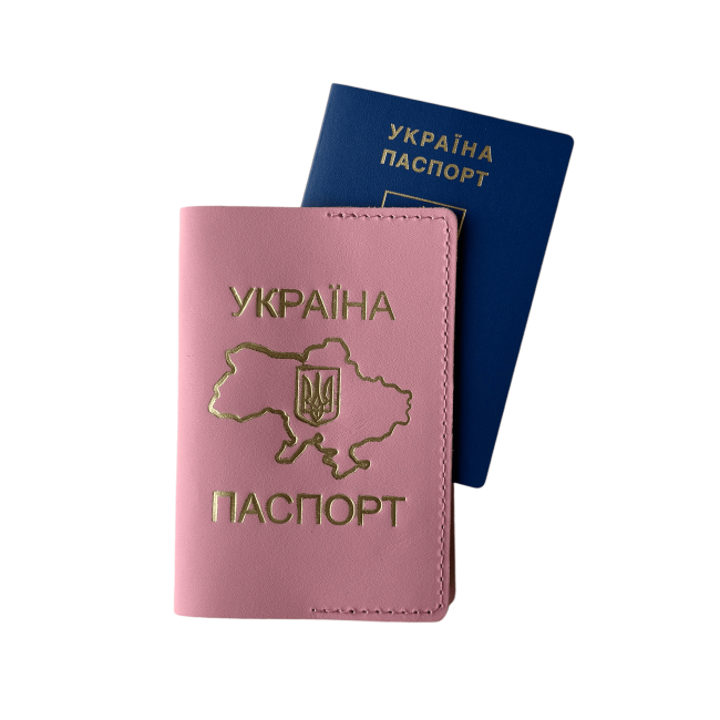 Обложка на паспорт (кайзер) Розовый с золотым тиснением стандарт