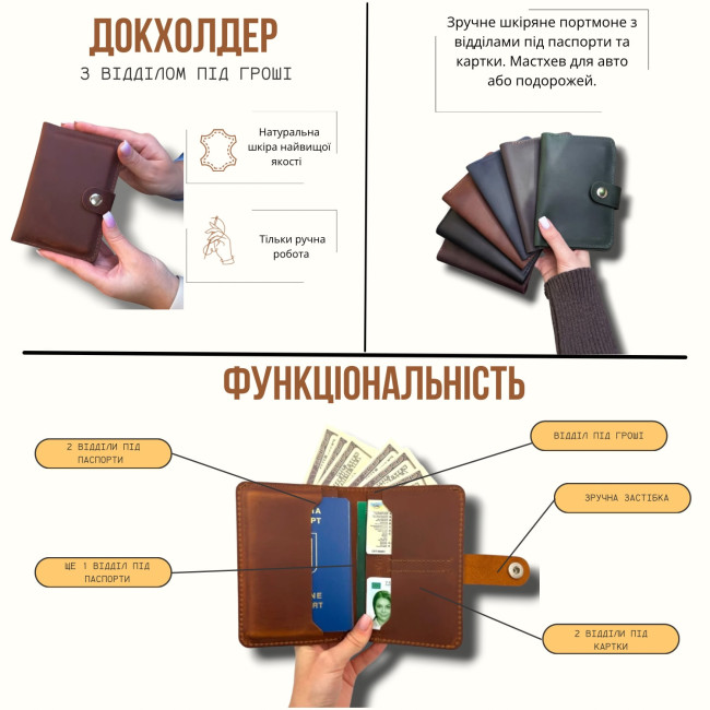 Докхолдер-портмоне з відділом для грошей (кайзер) шоколад