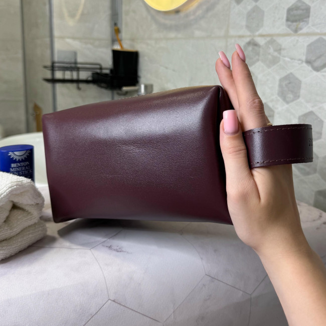 Шкіряний несесер косметичка максі (кайзер) марсала