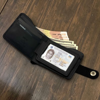 Маленький гаманець з 1 відділом та прозорим віконцем (крейзі) чорний