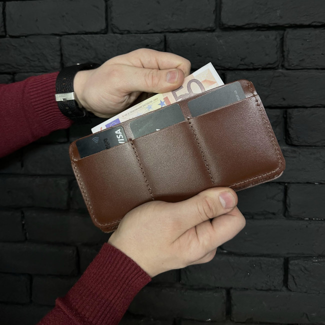 Чоловічий гаманець ручної роботи подвійного складання (кайзер) коньячний