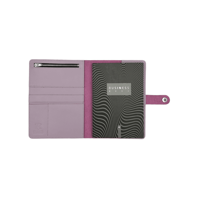 Шкіряний блокнот під телефон формат А5 (кнопка) (кайзер) бузьковий