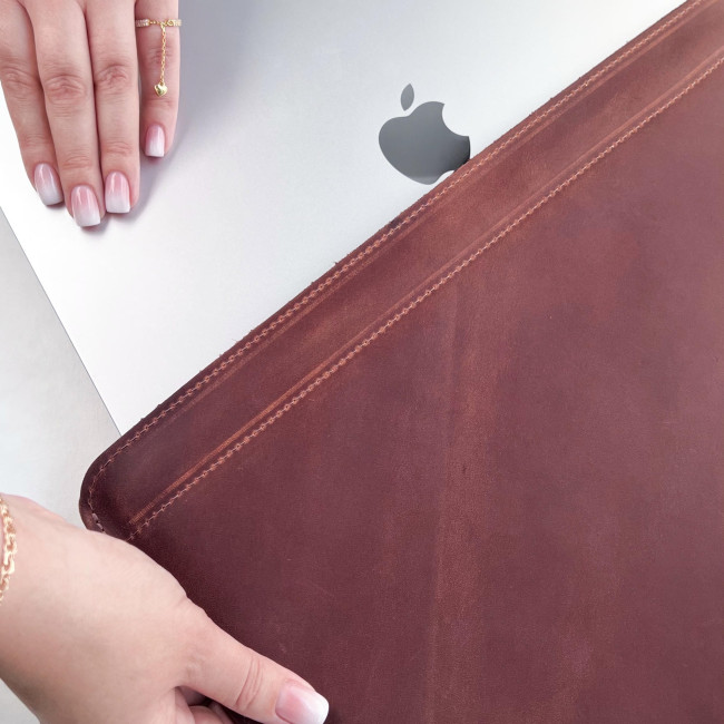 Шкіряний чохол стандарт для MacBook (крейзи) Коньячний Шкіряний чохол стандарт для MacBook (крейзи) Коньячний