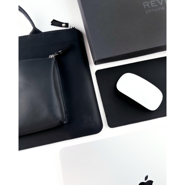 Шкіряна сумка для MacBook (крейзи) Чорний