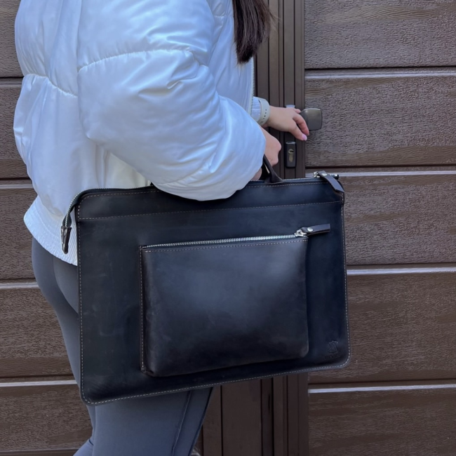 Шкіряна сумка для MacBook (крейзи) Шоколад
