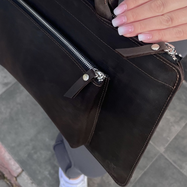 Шкіряна сумка для MacBook (крейзи) Шоколад