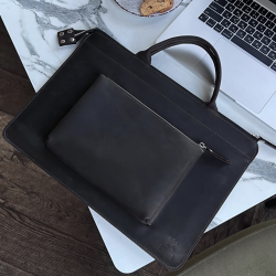 Шкіряна сумка для MacBook (крейзи) Шоколад