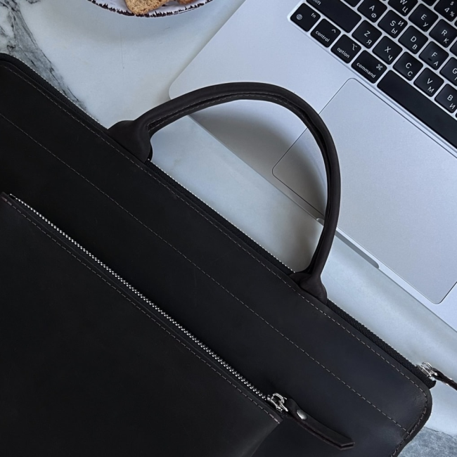 Шкіряна сумка для MacBook (крейзи) Шоколад