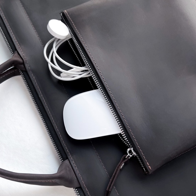 Шкіряна сумка для MacBook (крейзи) Шоколад