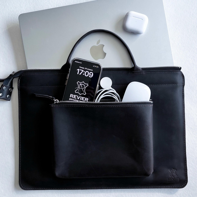 Шкіряна сумка для MacBook (крейзи) Шоколад