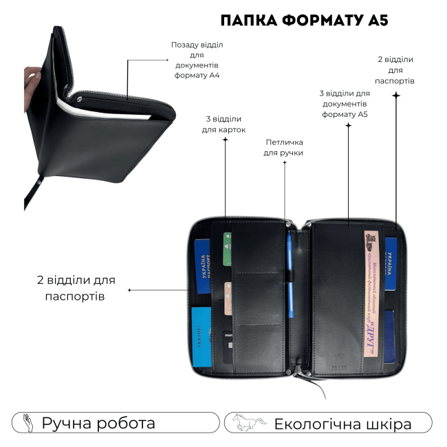 Папка для документів A5 (ЕКО-шкіра) чорний