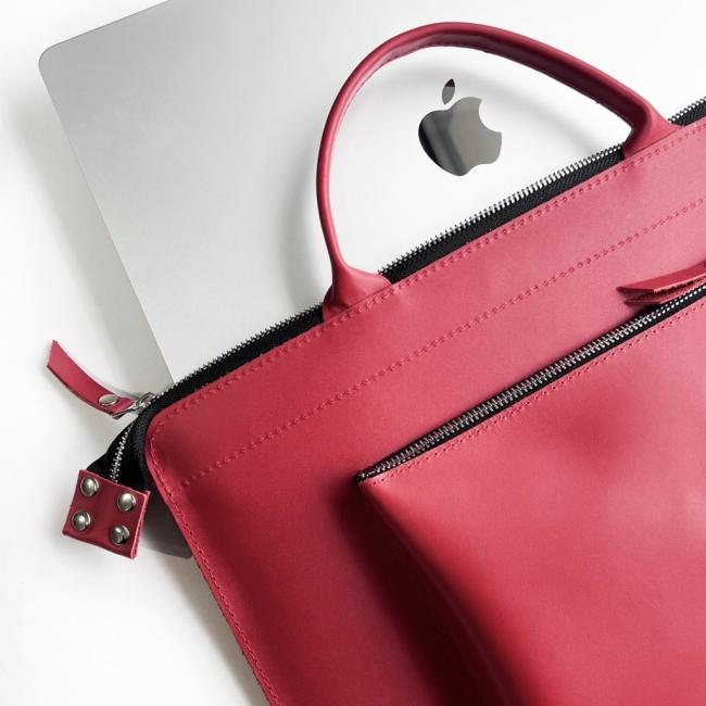 Шкіряна сумка для MacBook (кайзер) Червоний