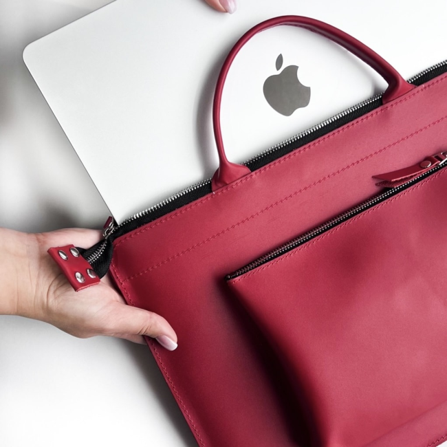 Шкіряна сумка для MacBook (кайзер) Червоний