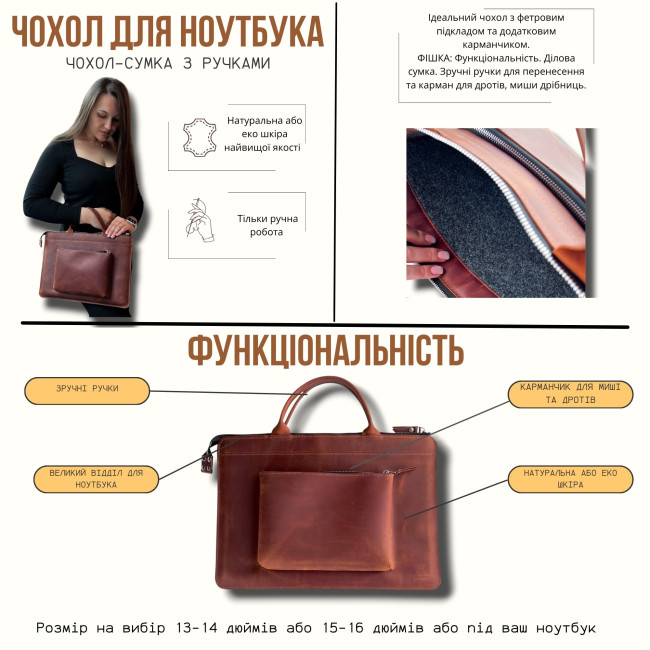 Шкіряна сумка для MacBook (кайзер) Чорний