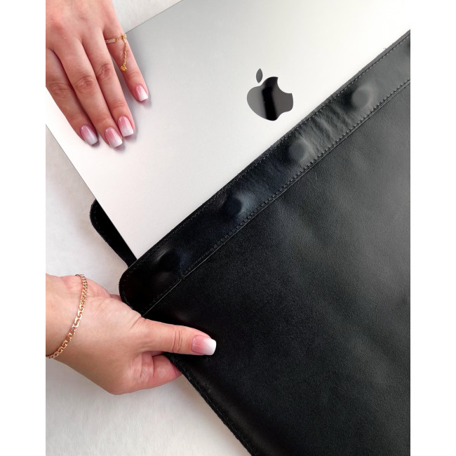 Шкіряний чохол на магнітах для MacBook (кайзер) Чорний