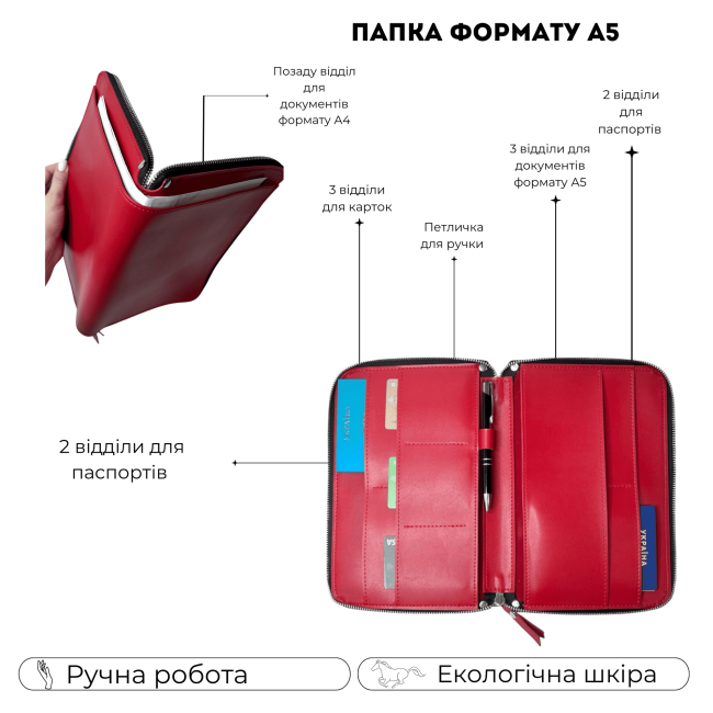 Папка для документів A5 (ЕКО-шкіра) червоний