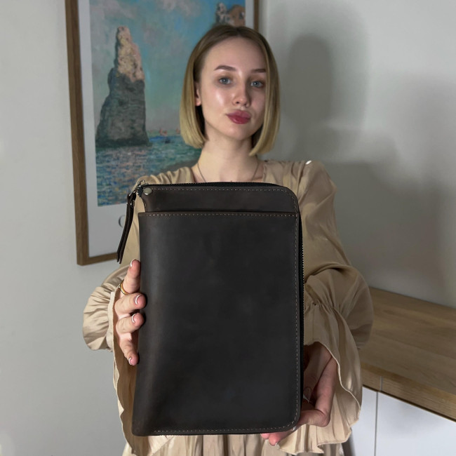 Папка для документів A5 шкіра (крейзі) шоколад