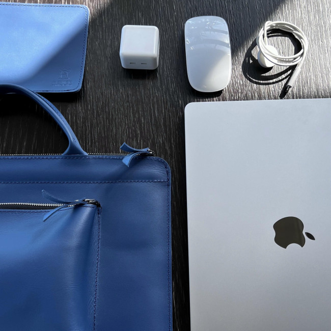 Шкіряна сумка для MacBook (кайзер) Амплуа-блу