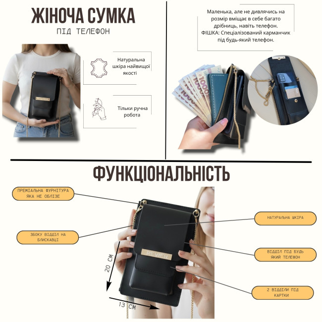 Жіноча сумка “Міні” під телефон (Кайзер) Шоколад