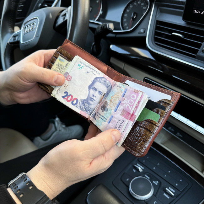 Гаманець із затискачем зі шкіри з тисненням під крокодила Гаманець із затискачем зі шкіри з тисненням під крокодила