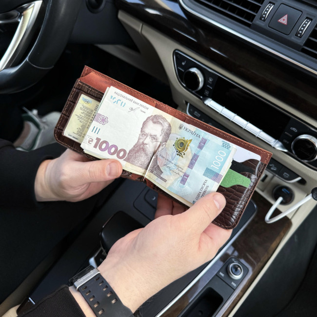 Гаманець із затискачем зі шкіри з тисненням під крокодила Гаманець із затискачем зі шкіри з тисненням під крокодила