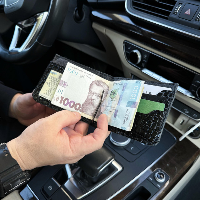 Гаманець із затискачем зі шкіри з тисненням під крокодила Гаманець із затискачем зі шкіри з тисненням під крокодила