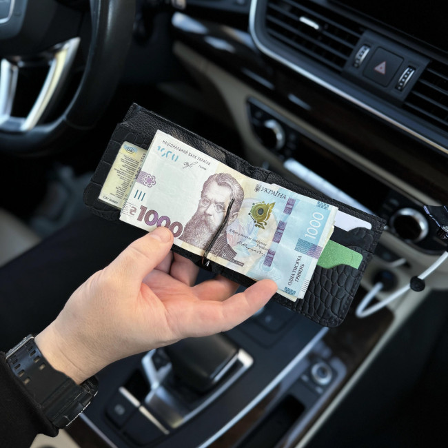 Гаманець із затискачем зі шкіри з тисненням під крокодила Гаманець із затискачем зі шкіри з тисненням під крокодила