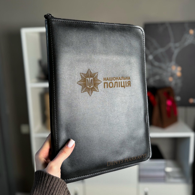   Папка із затискачем на блискавці на твердій основі Еко чорний