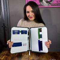 Папка для семейных документов на молнии А4 с ручкой кожа белая