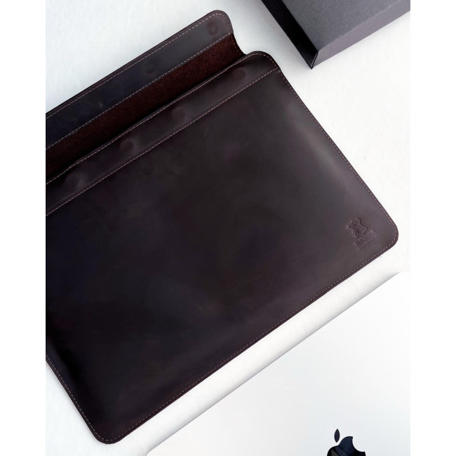 Шкіряний чохол на магнітах для MacBook (крейзи) Шоколад