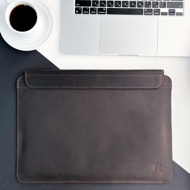 Шкіряний чохол на магнітах для MacBook (крейзи) Шоколад