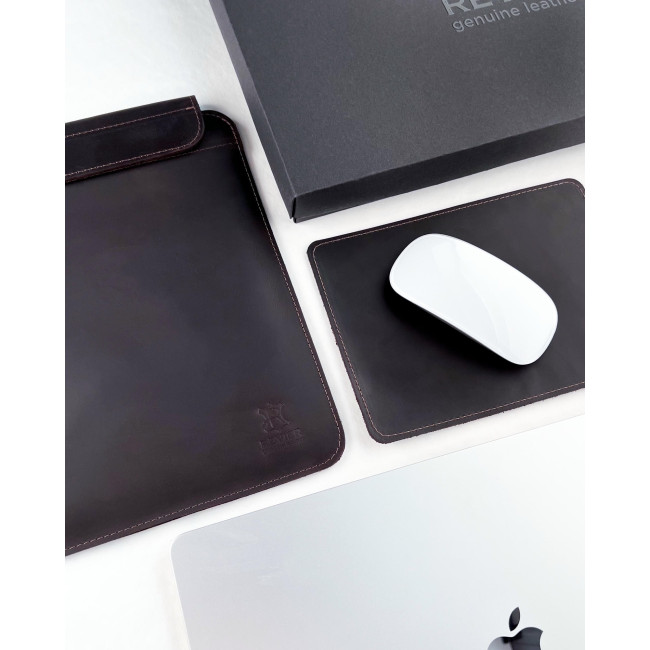 Шкіряний чохол на магнітах для MacBook (крейзи) Шоколад