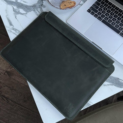 Шкіряний чохол на магнітах для MacBook (крейзи) Хакі