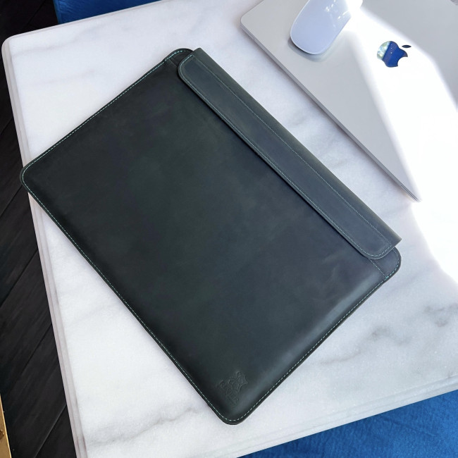Шкіряний чохол на магнітах для MacBook (крейзи) Хакі