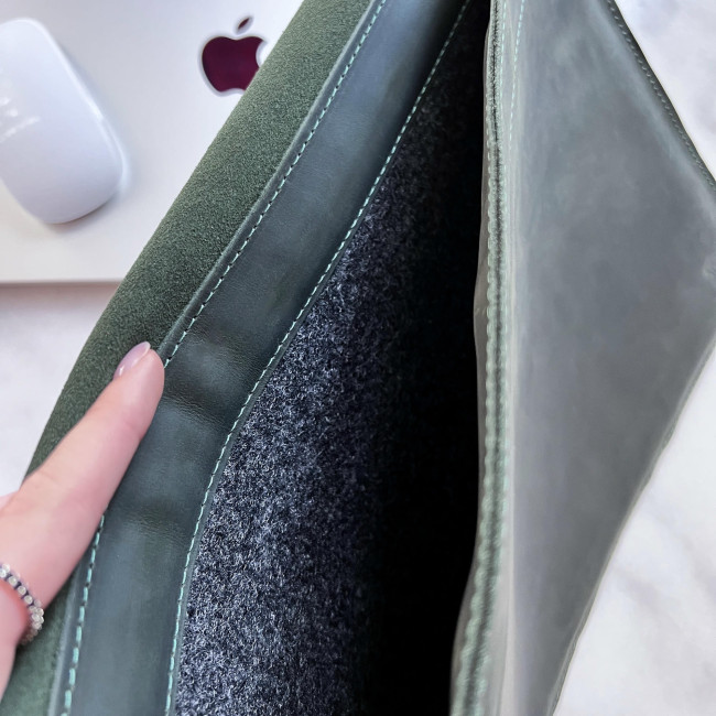 Шкіряний чохол на магнітах для MacBook (крейзи) Хакі