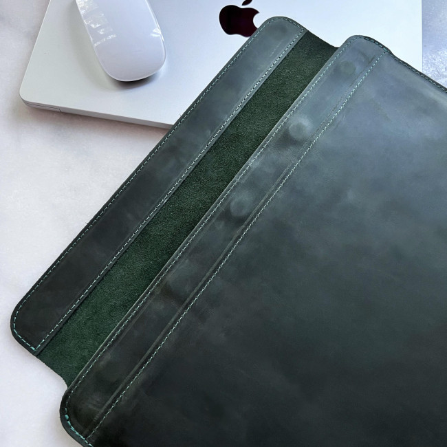 Шкіряний чохол на магнітах для MacBook (крейзи) Хакі
