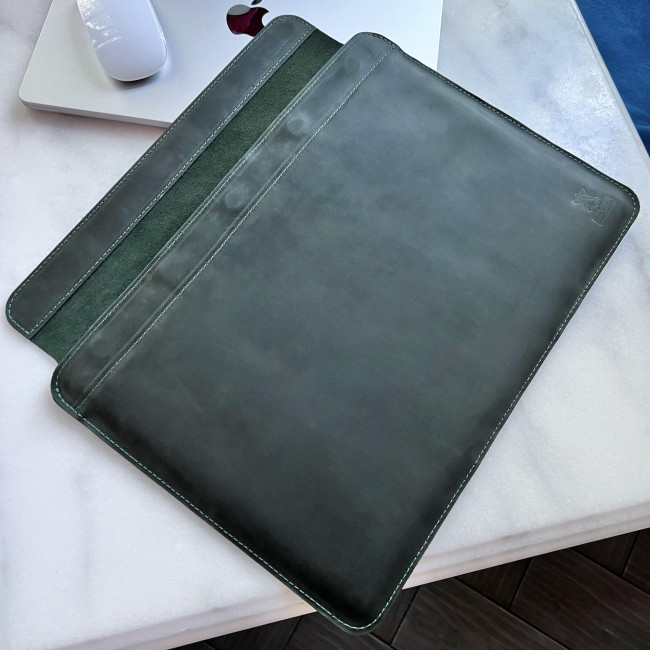 Шкіряний чохол на магнітах для MacBook (крейзи) Хакі